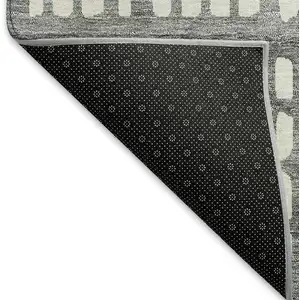 Photo of Gray And Silver Geometric Washable Area Rug With UV Protection