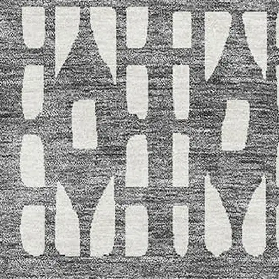 Gray And Silver Geometric Washable Area Rug With UV Protection Photo 2