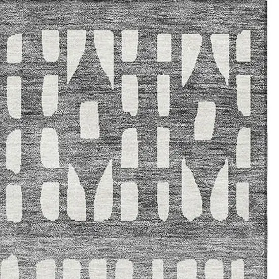 Gray And Silver Geometric Washable Area Rug With UV Protection Photo 3