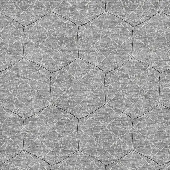 Gray And Silver Geometric Washable Area Rug With UV Protection Photo 2