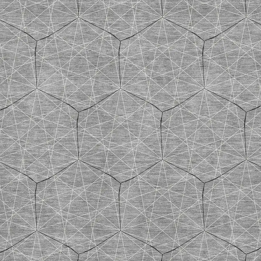 Gray And Silver Geometric Washable Area Rug With UV Protection Photo 2