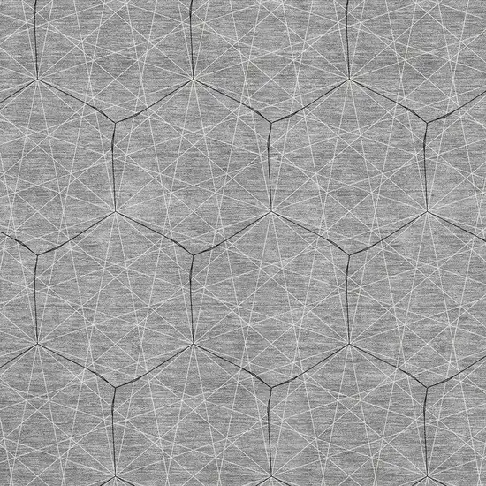 Gray And Silver Geometric Washable Area Rug With UV Protection Photo 2