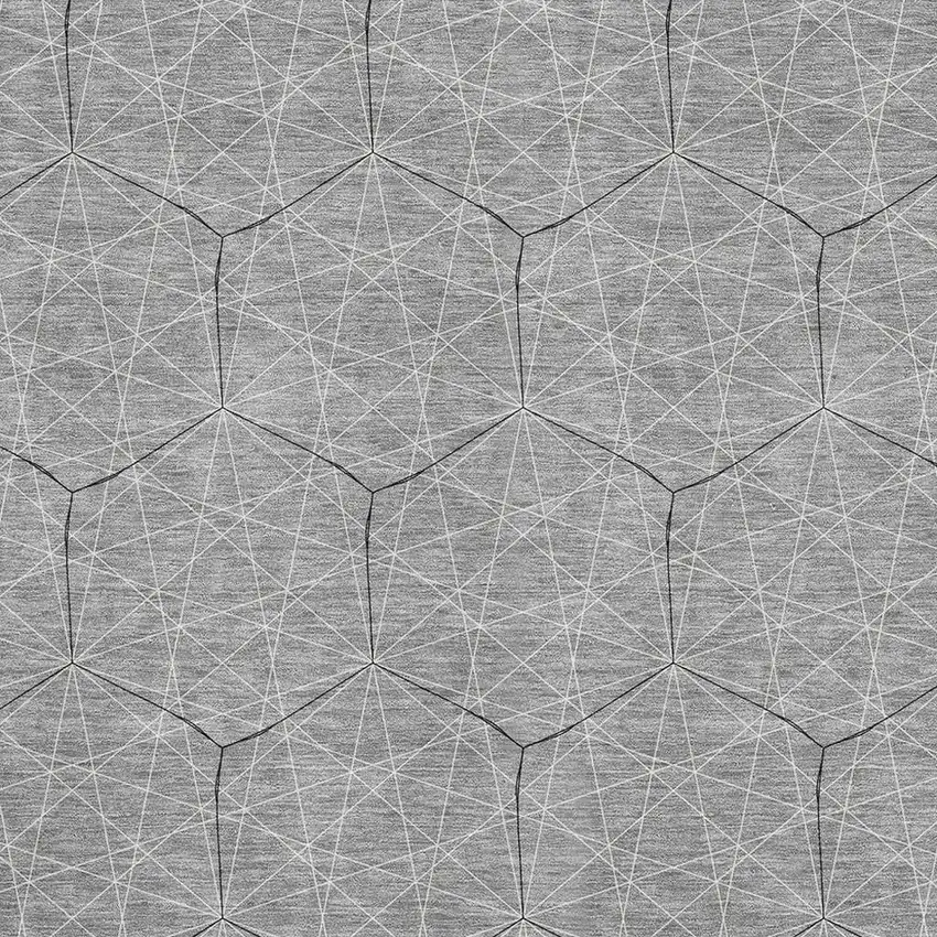 Gray And Silver Geometric Washable Area Rug With UV Protection Photo 2