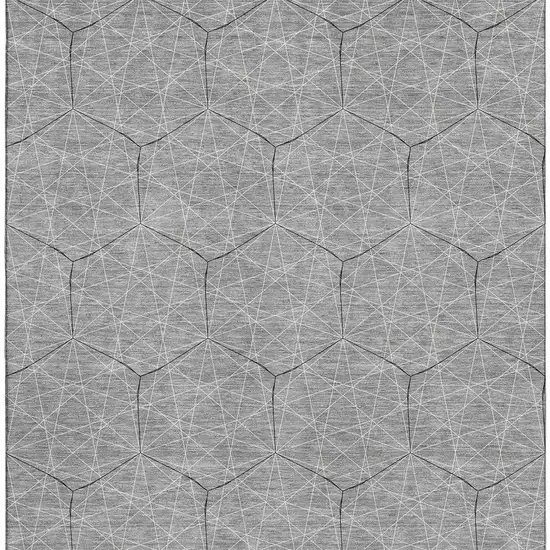 Gray And Silver Geometric Washable Area Rug With UV Protection Photo 3