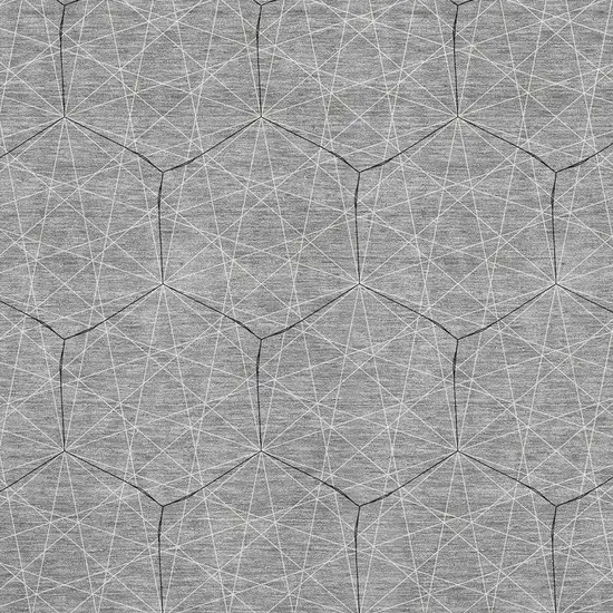 Gray And Silver Geometric Washable Area Rug With UV Protection Photo 2