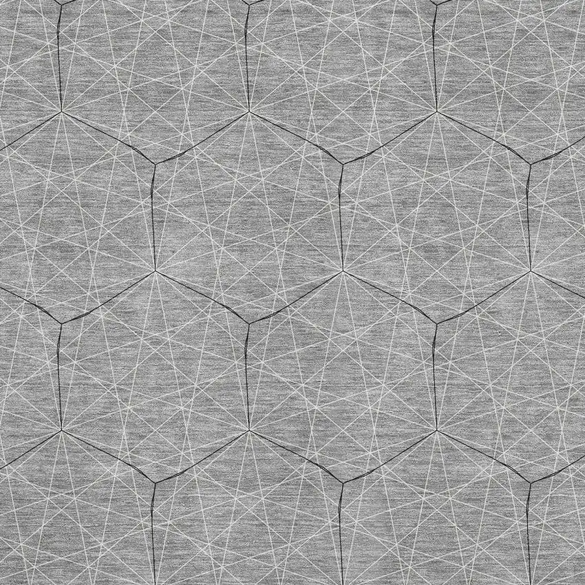 Gray And Silver Geometric Washable Area Rug With UV Protection Photo 2