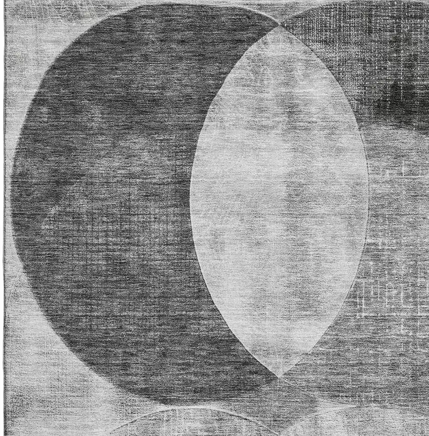 Gray And Silver Geometric Washable Area Rug With UV Protection Photo 2