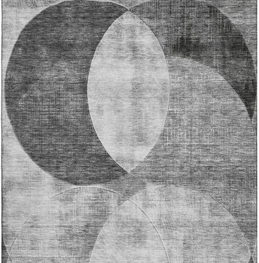 Gray And Silver Geometric Washable Area Rug With UV Protection Photo 3