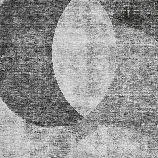Gray And Silver Geometric Washable Area Rug With UV Protection Photo 2