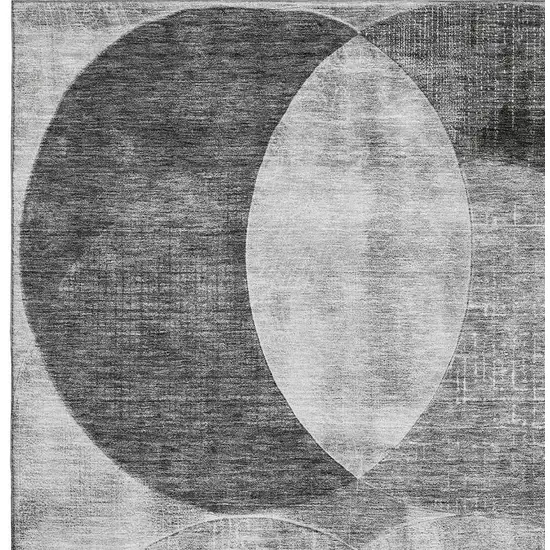 Gray And Silver Geometric Washable Area Rug With UV Protection Photo 2