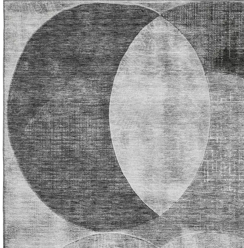 Gray And Silver Geometric Washable Area Rug With UV Protection Photo 2