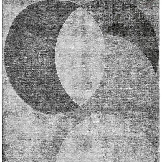 Gray And Silver Geometric Washable Area Rug With UV Protection Photo 3