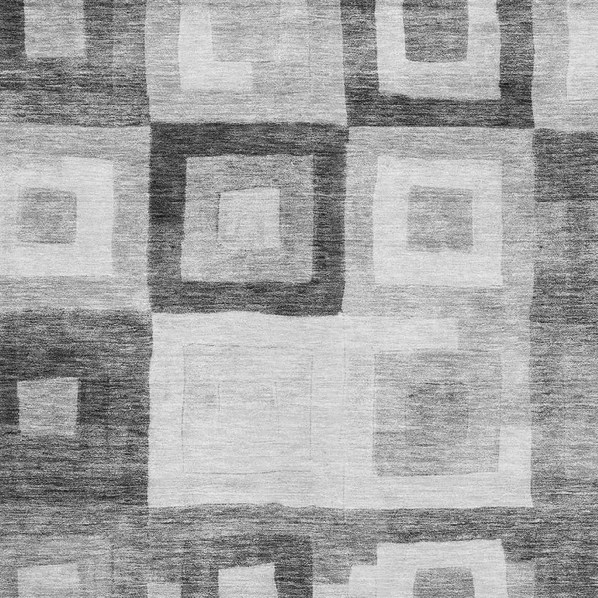 Gray And Silver Geometric Washable Area Rug With UV Protection Photo 2