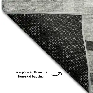 Photo of Gray And Silver Geometric Washable Area Rug With UV Protection