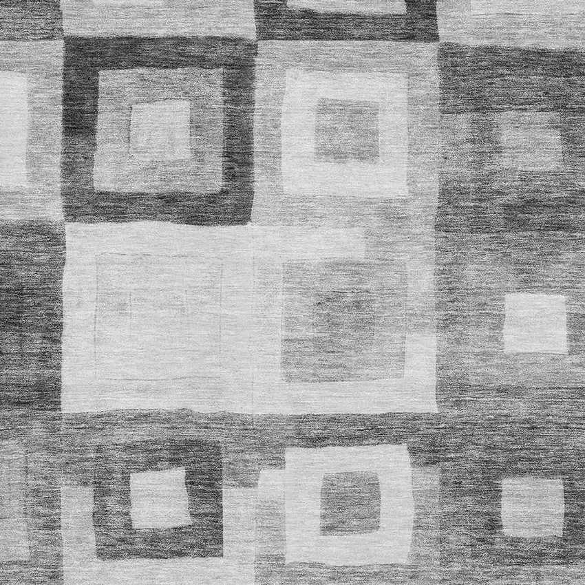 Gray And Silver Geometric Washable Area Rug With UV Protection Photo 2