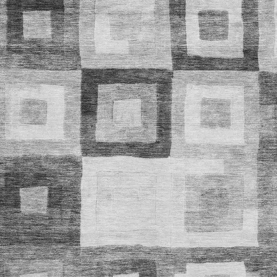 Gray And Silver Geometric Washable Area Rug With UV Protection Photo 3