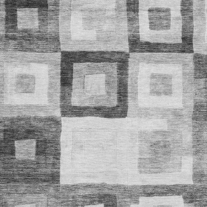 Gray And Silver Geometric Washable Area Rug With UV Protection Photo 3
