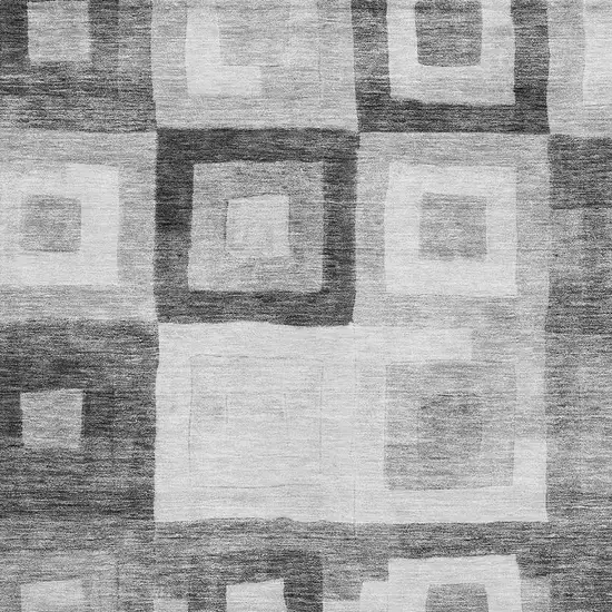 Gray And Silver Geometric Washable Area Rug With UV Protection Photo 2