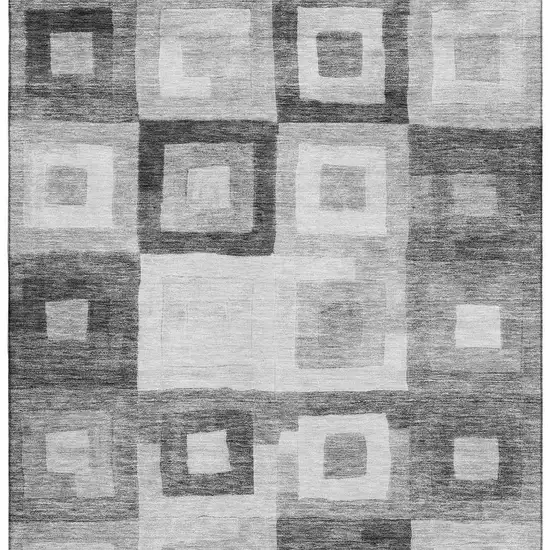 Gray And Silver Geometric Washable Area Rug With UV Protection Photo 3