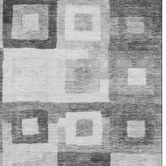 Gray And Silver Geometric Washable Area Rug With UV Protection Photo 2