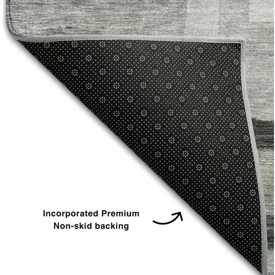 Gray And Silver Geometric Washable Area Rug With UV Protection Photo 6