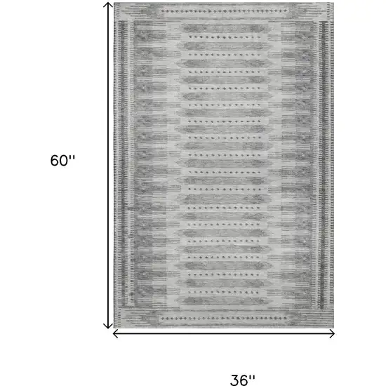 Gray And Silver Geometric Washable Area Rug With UV Protection Photo 8