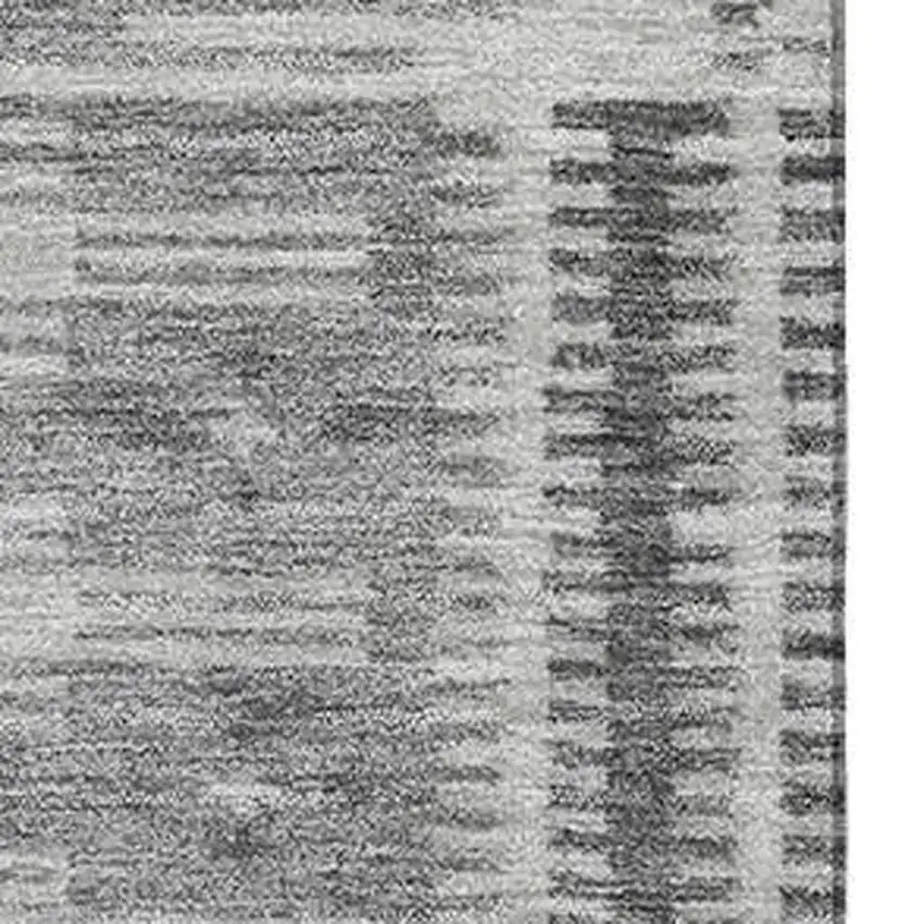 Gray And Silver Geometric Washable Area Rug With UV Protection Photo 3