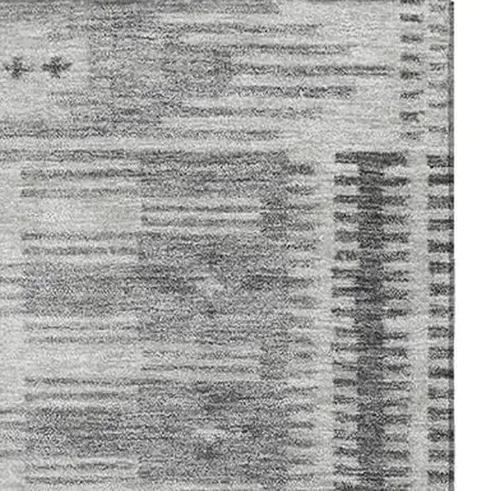 Gray And Silver Geometric Washable Area Rug With UV Protection Photo 4