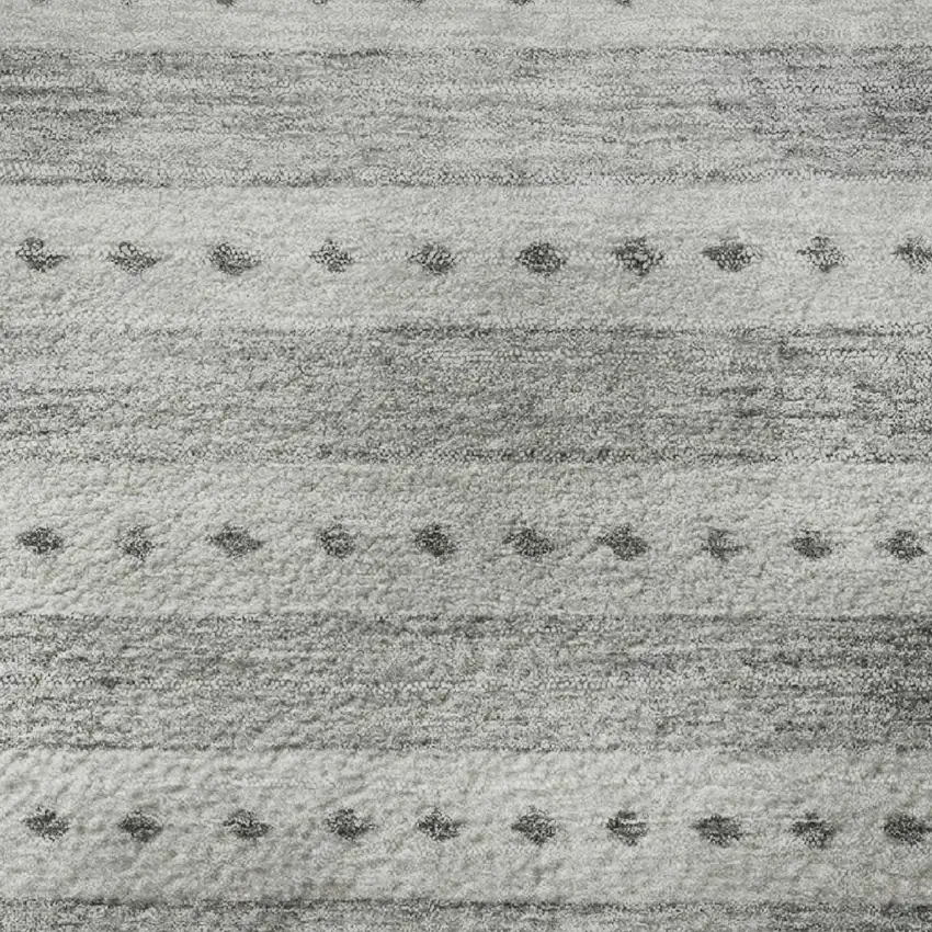 Gray And Silver Geometric Washable Area Rug With UV Protection Photo 8