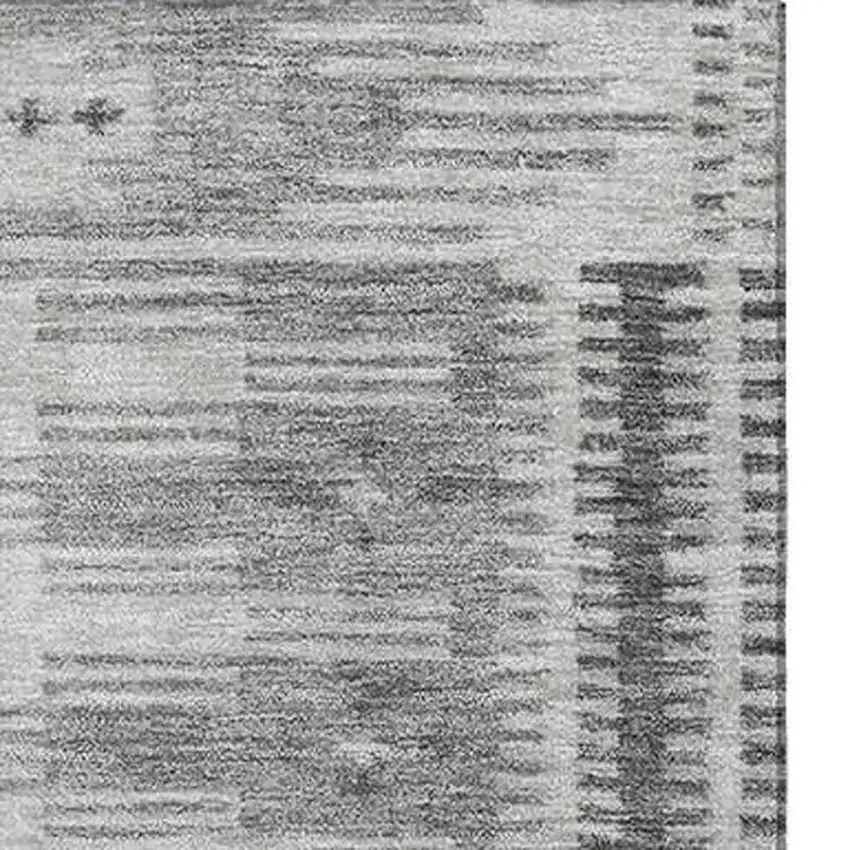 Gray And Silver Geometric Washable Area Rug With UV Protection Photo 4