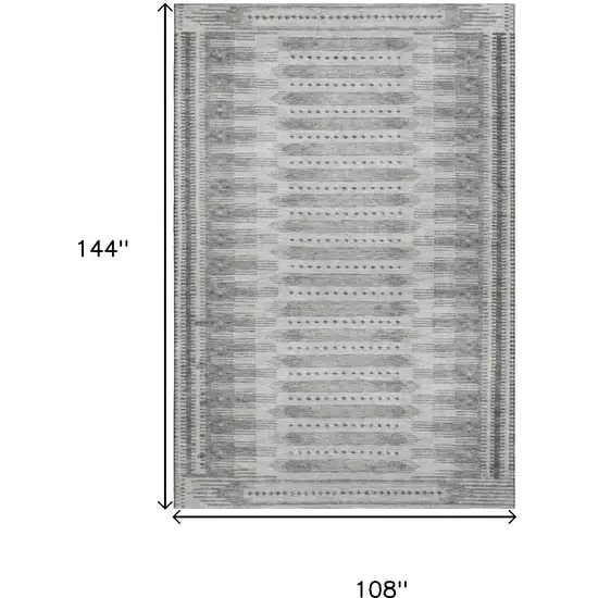 Gray And Silver Geometric Washable Area Rug With UV Protection Photo 9