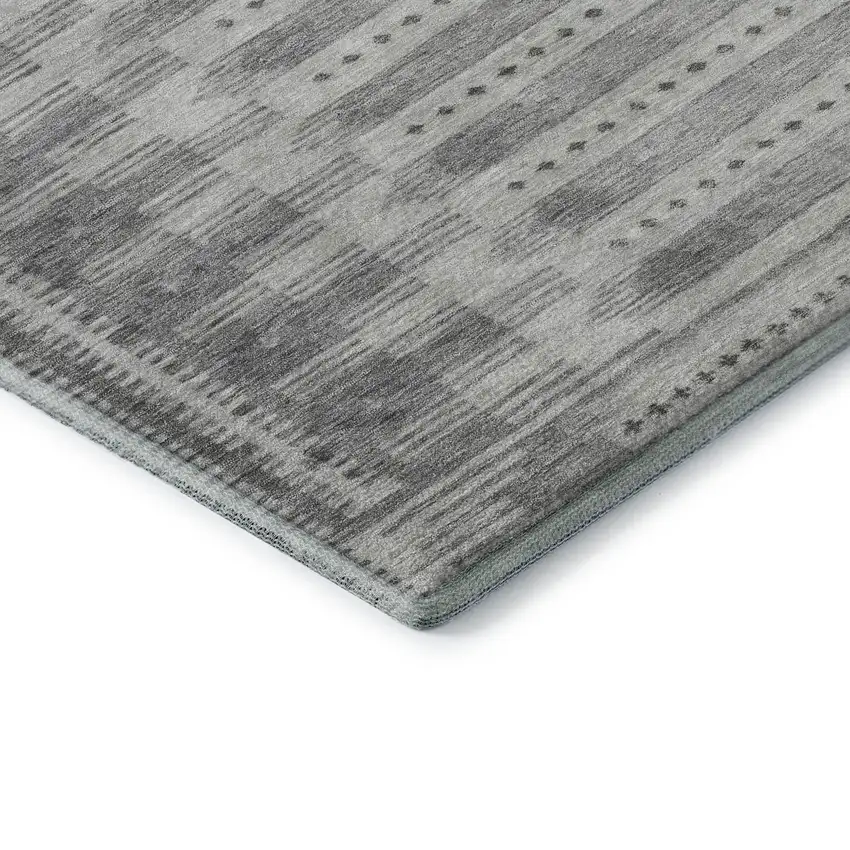 Gray And Silver Geometric Washable Area Rug With UV Protection Photo 6