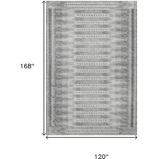 Gray And Silver Geometric Washable Area Rug With UV Protection Photo 9