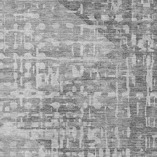 Gray And Silver Geometric Washable Area Rug With UV Protection Photo 3