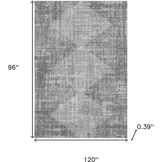 Gray And Silver Geometric Washable Area Rug With UV Protection Photo 9