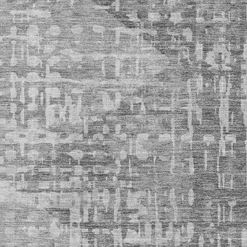 Gray And Silver Geometric Washable Area Rug With UV Protection Photo 3