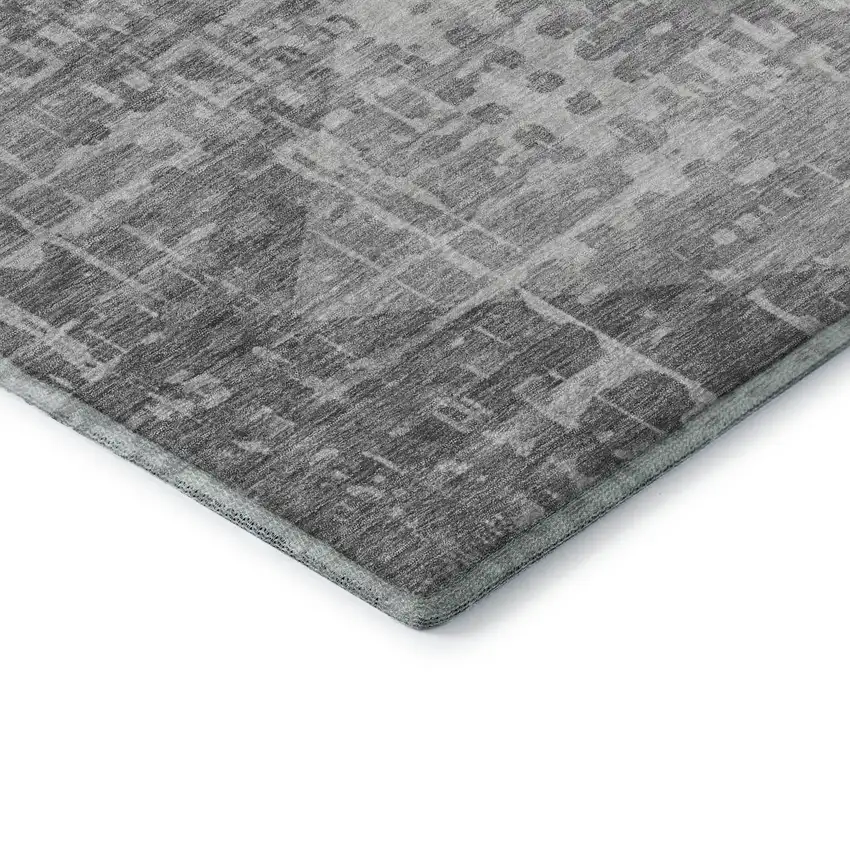 Gray And Silver Geometric Washable Area Rug With UV Protection Photo 7
