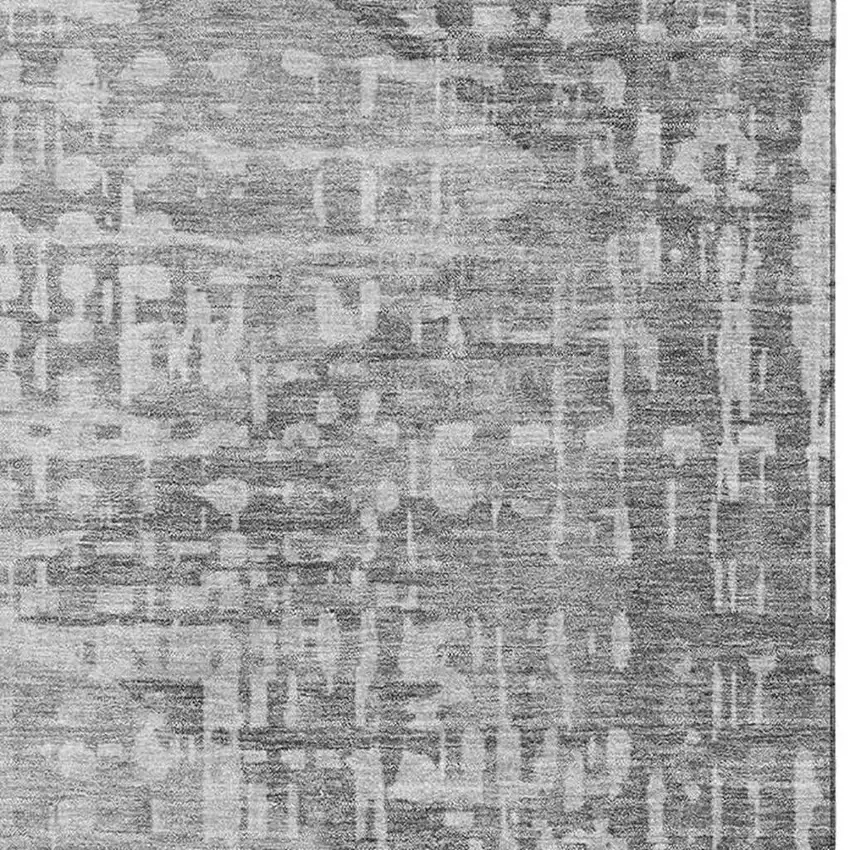 Gray And Silver Geometric Washable Area Rug With UV Protection Photo 3
