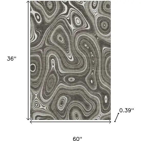 Gray And Silver Geometric Washable Area Rug With UV Protection Photo 9