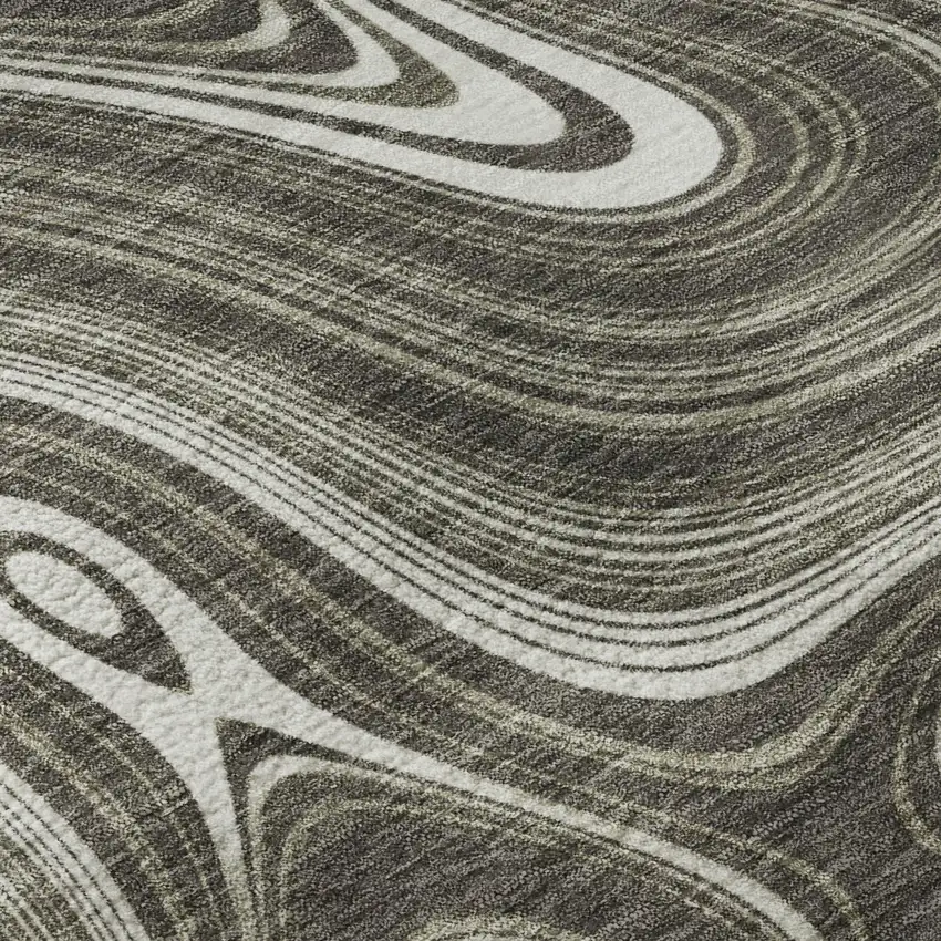 Gray And Silver Geometric Washable Area Rug With UV Protection Photo 8