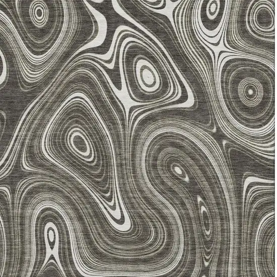Gray And Silver Geometric Washable Area Rug With UV Protection Photo 4