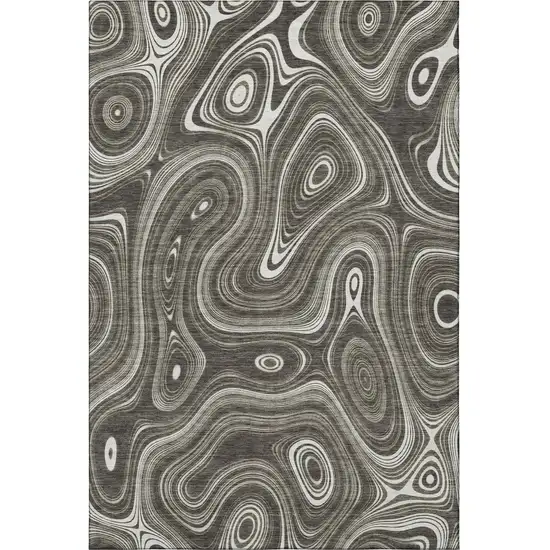 Gray And Silver Geometric Washable Area Rug With UV Protection Photo 4