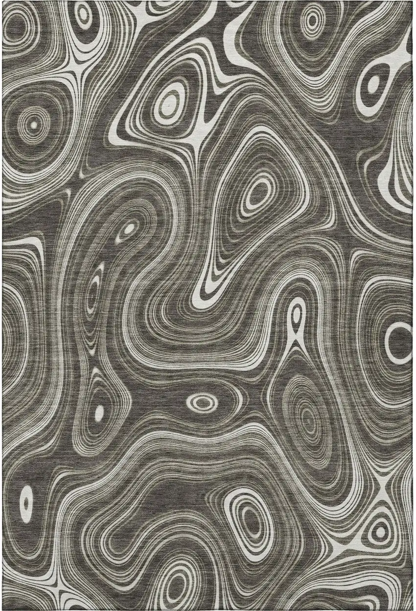 Gray And Silver Geometric Washable Area Rug With UV Protection Photo 4