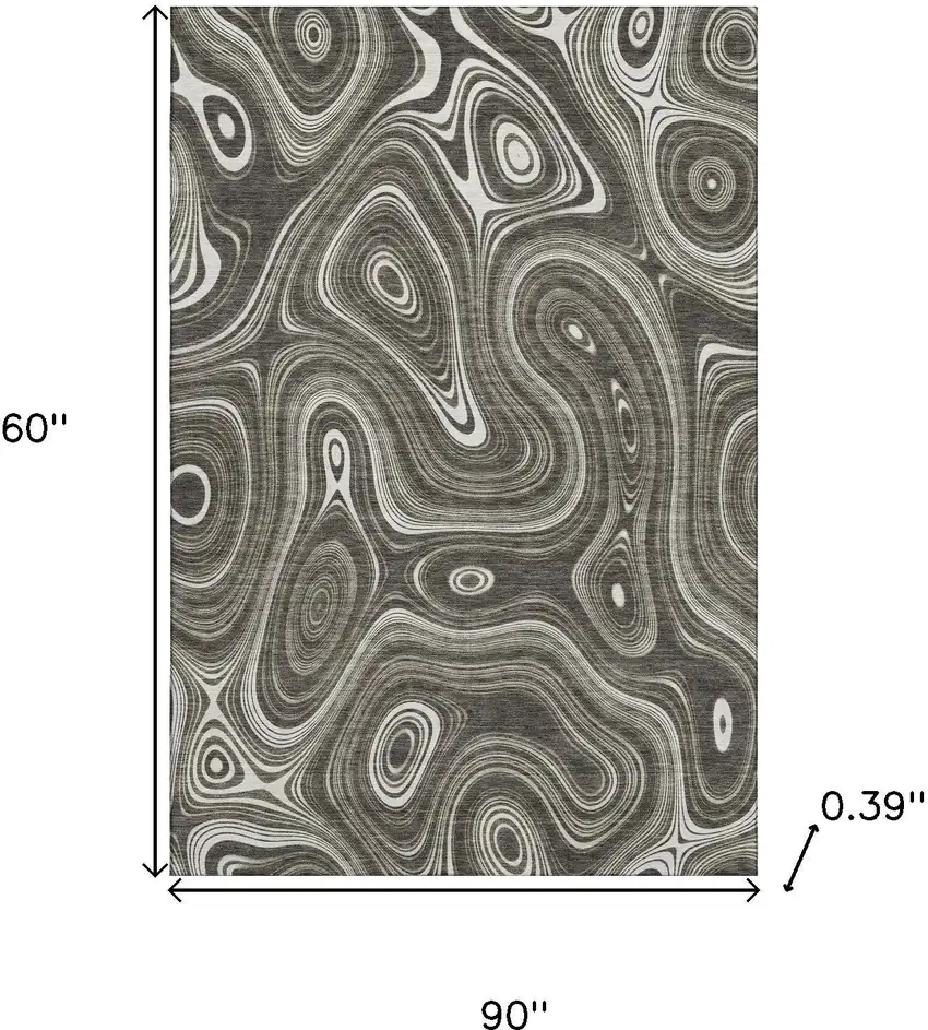 Gray And Silver Geometric Washable Area Rug With UV Protection Photo 9