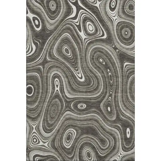 Gray And Silver Geometric Washable Area Rug With UV Protection Photo 1