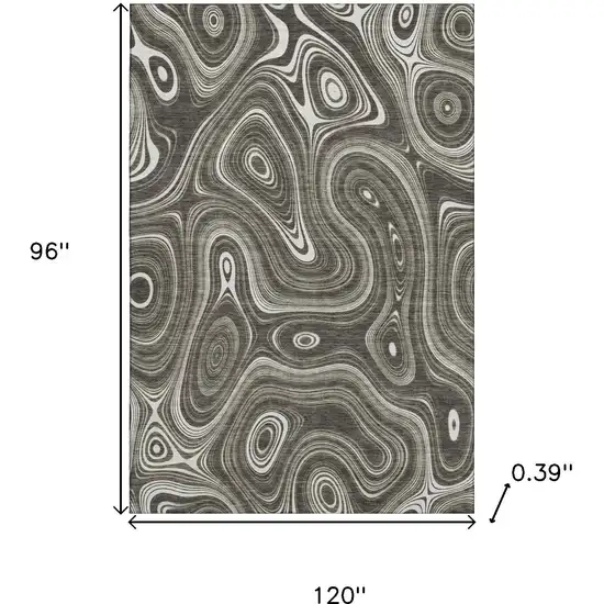 Gray And Silver Geometric Washable Area Rug With UV Protection Photo 9