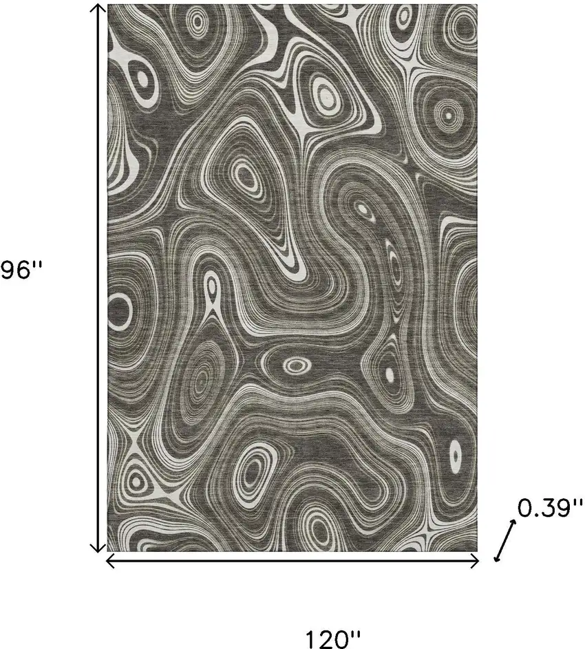 Gray And Silver Geometric Washable Area Rug With UV Protection Photo 9