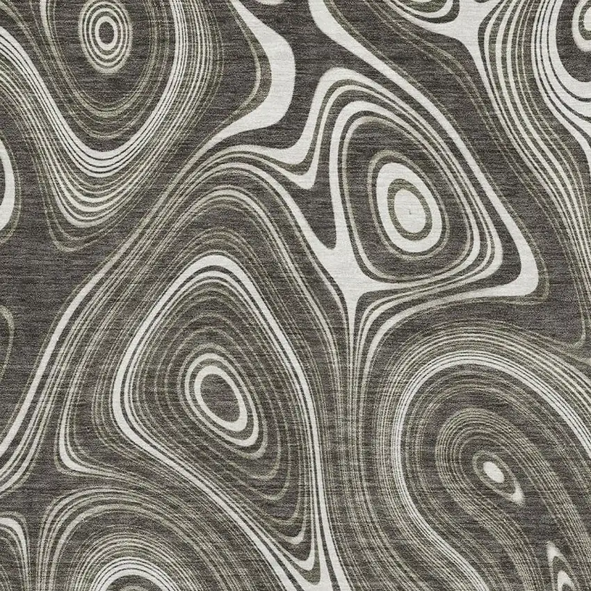 Gray And Silver Geometric Washable Area Rug With UV Protection Photo 3