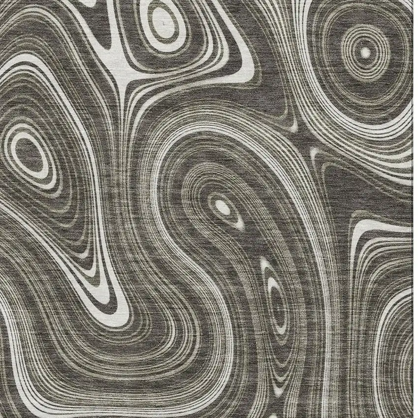 Gray And Silver Geometric Washable Area Rug With UV Protection Photo 3