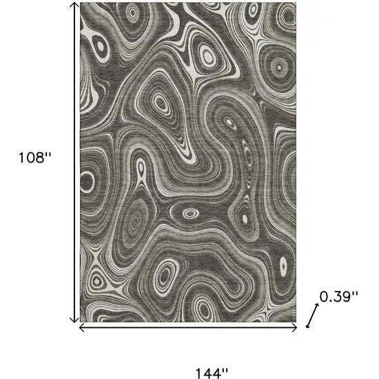 Gray And Silver Geometric Washable Area Rug With UV Protection Photo 9